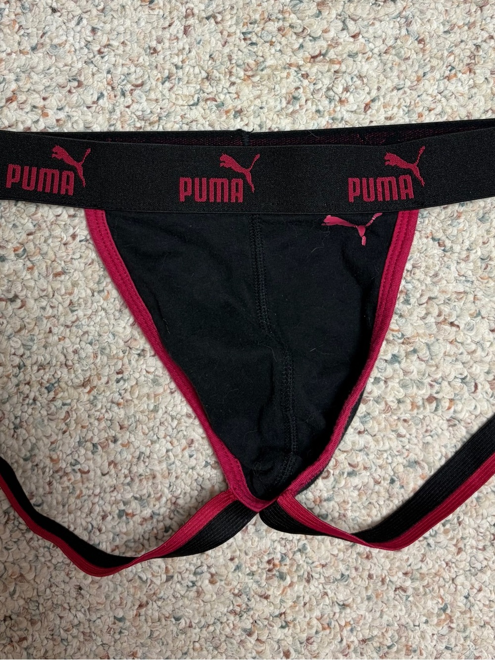VINTAGE Puma Men’s Black & Maroon Athletic Jockstrap